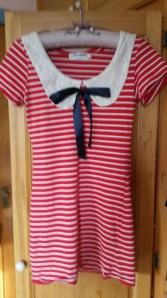 Red and White Striped with Peter Pan Collar