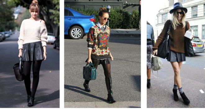 Knit and pleated skirt trio