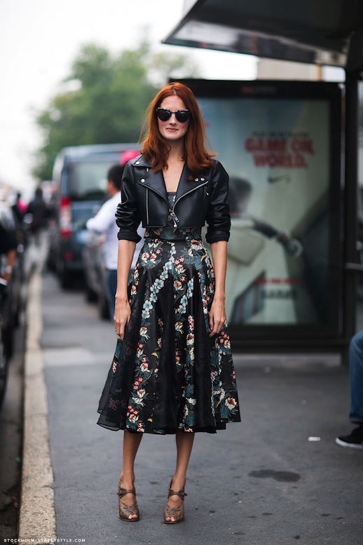 leather jacket and dress