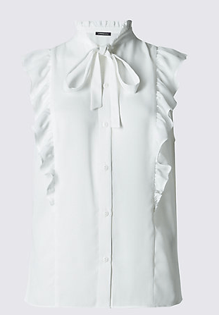 marks and spencer white ruffle blouse