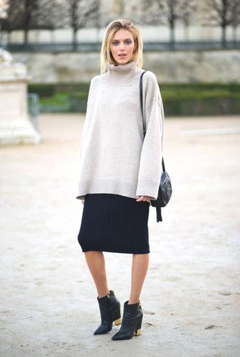 chunky jumper midi skirt